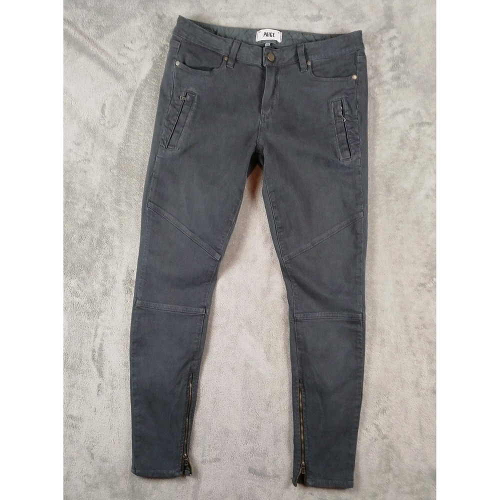PAIGE Marley Skinny Black Jeans Womens 30x28 Stretch Mid Rise Ankle Zip Denim